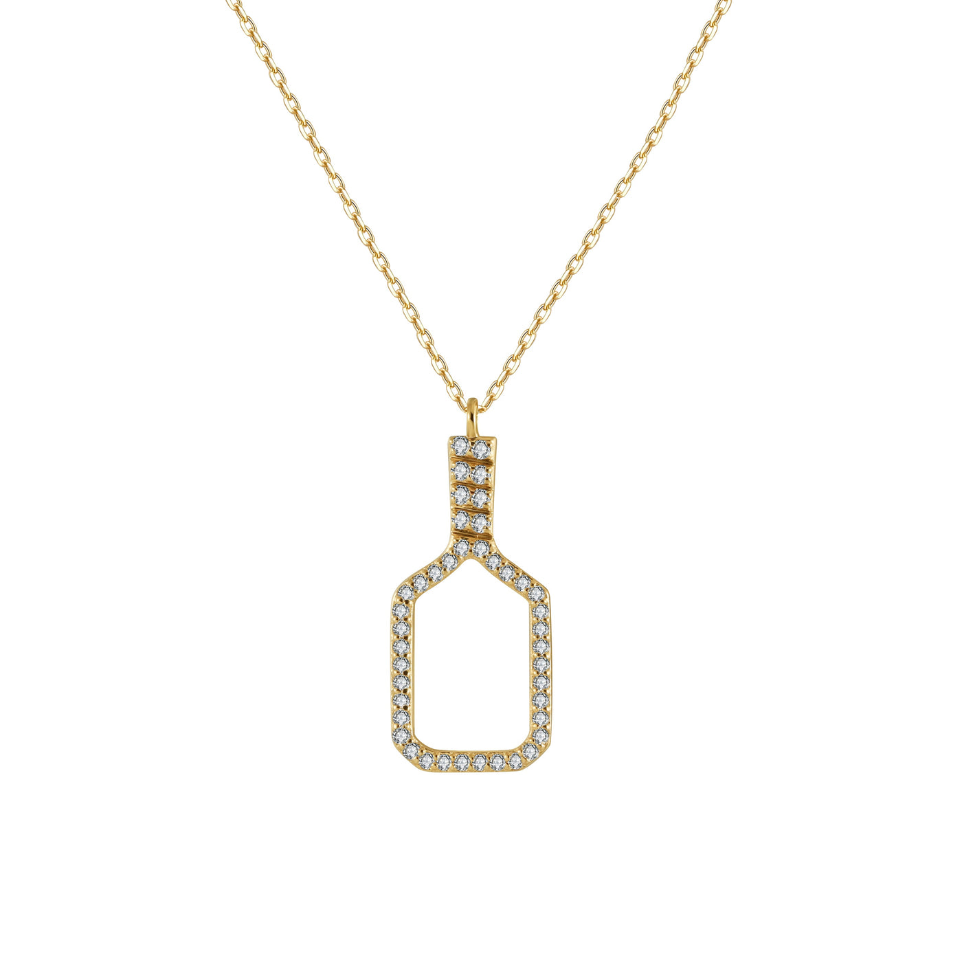 Fine Pickleball Belle Volley Necklace Solid 14k Gold with Diamonds