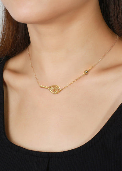 LoveMatch Tennis Ace Racket and Ball Gold Necklace