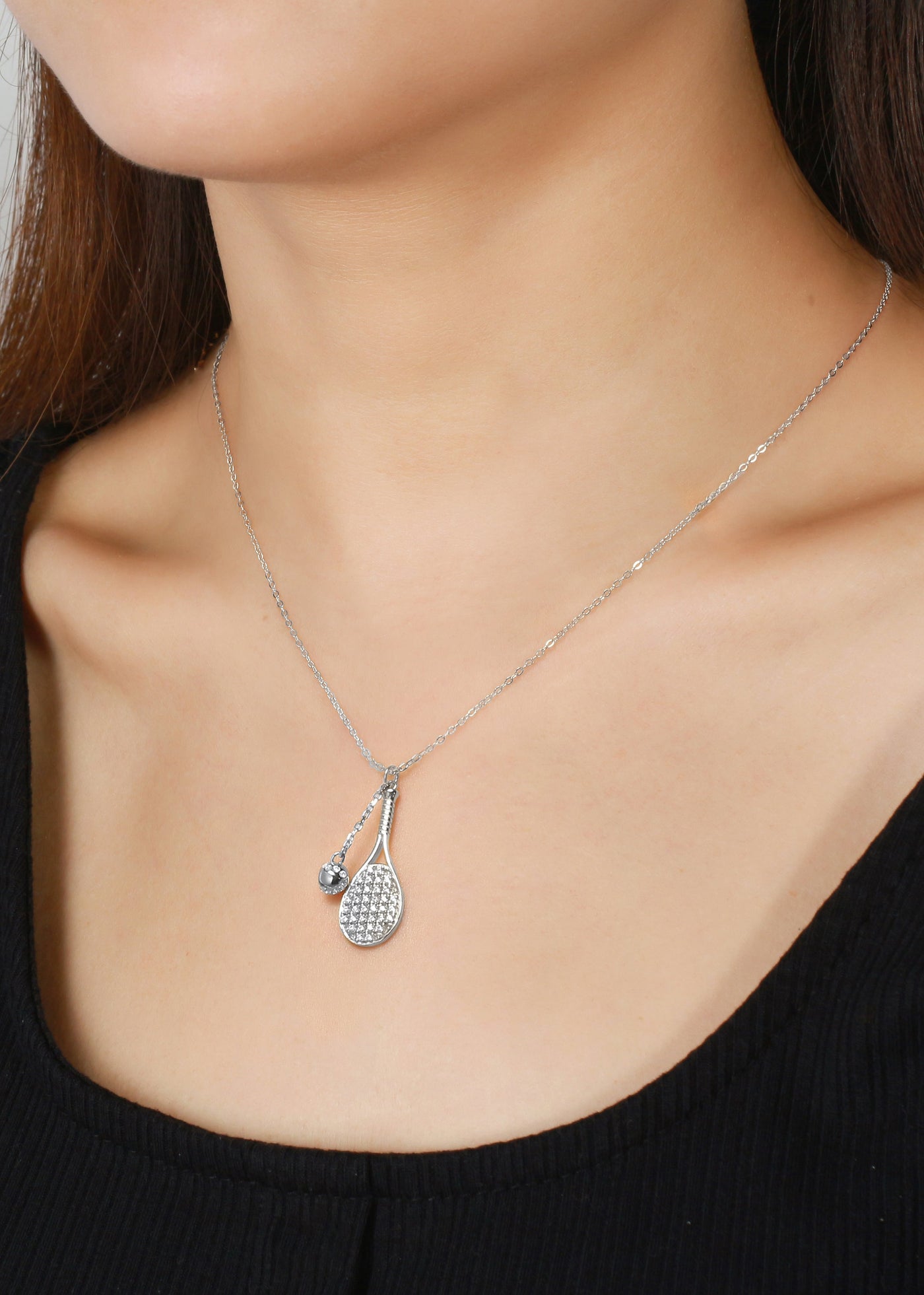 LoveMatch Tennis LOVE PLUS Dainty Chain Silver Necklace
