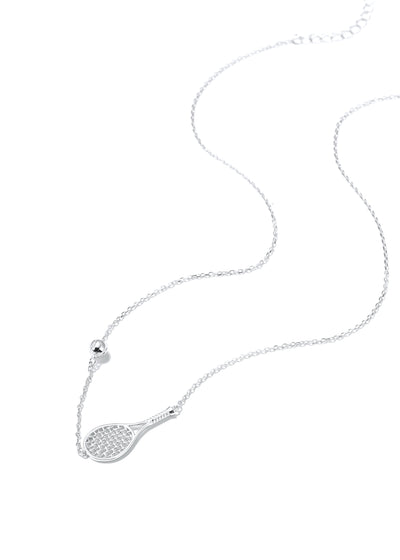 LoveMatch Tennis Ace Racket and Ball Silver Necklace