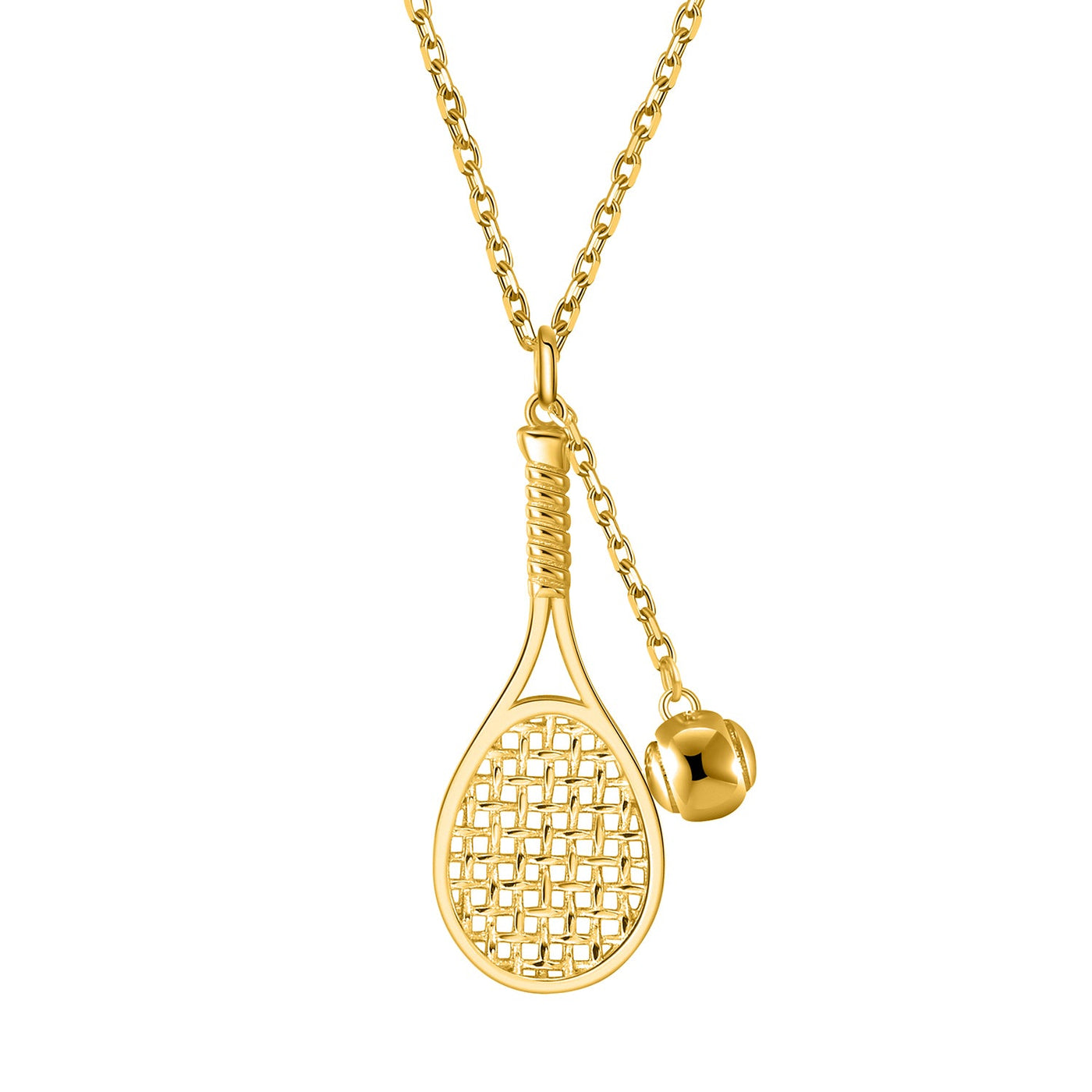 LoveMatch Tennis LOVE Racket & Ball Gold Necklace