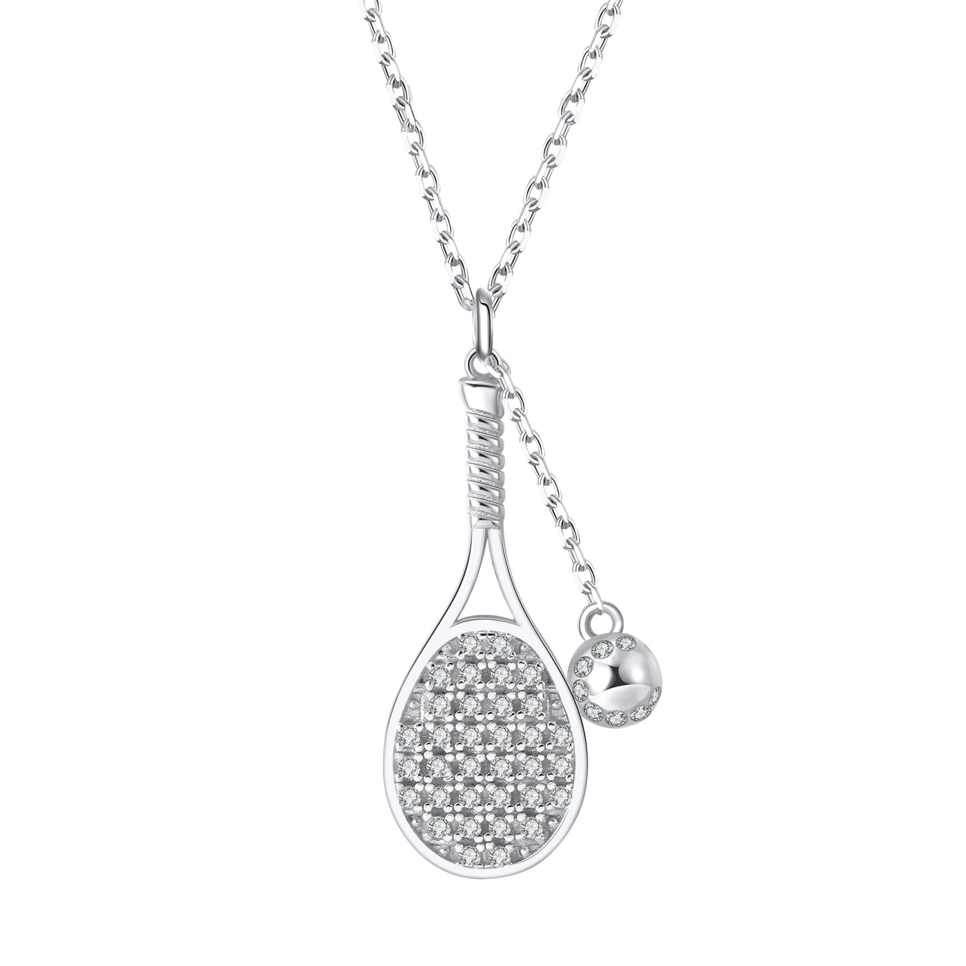 TENNIS NECKLACE RACKET CRYSTALS BALL 