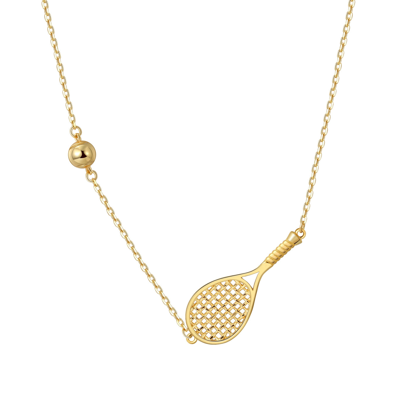 LoveMatch Tennis Ace Racket and Ball Gold Necklace