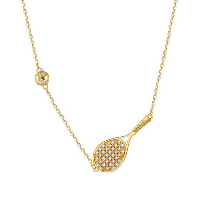 LoveMatch Tennis ACE Plus Gold Racket and Ball Necklace