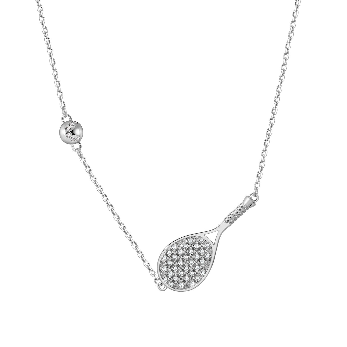 LoveMatch Tennis ACE Plus Silver Racket and Ball Necklace
