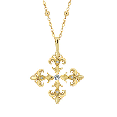 Saints & Saviors Fleur De Lis Deni Cross Necklace Gold