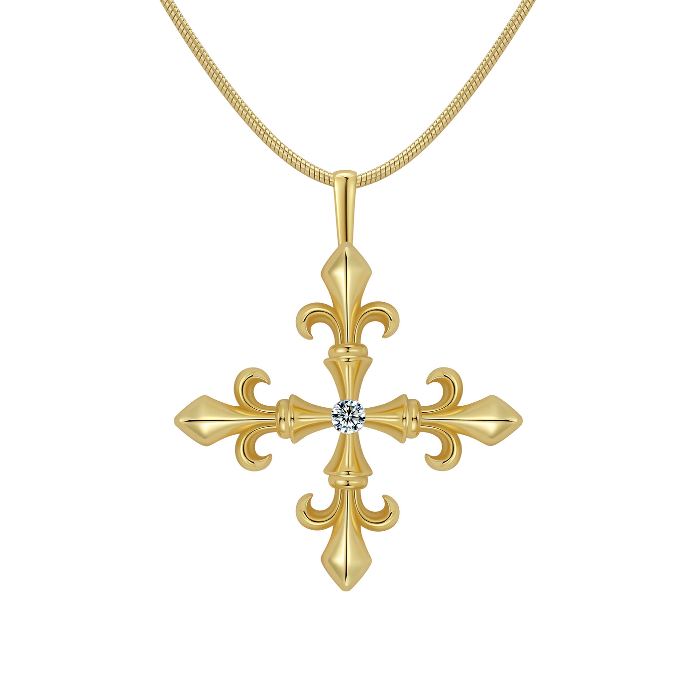 Saints  Fleur Madrigal Cross Necklace in Gold
