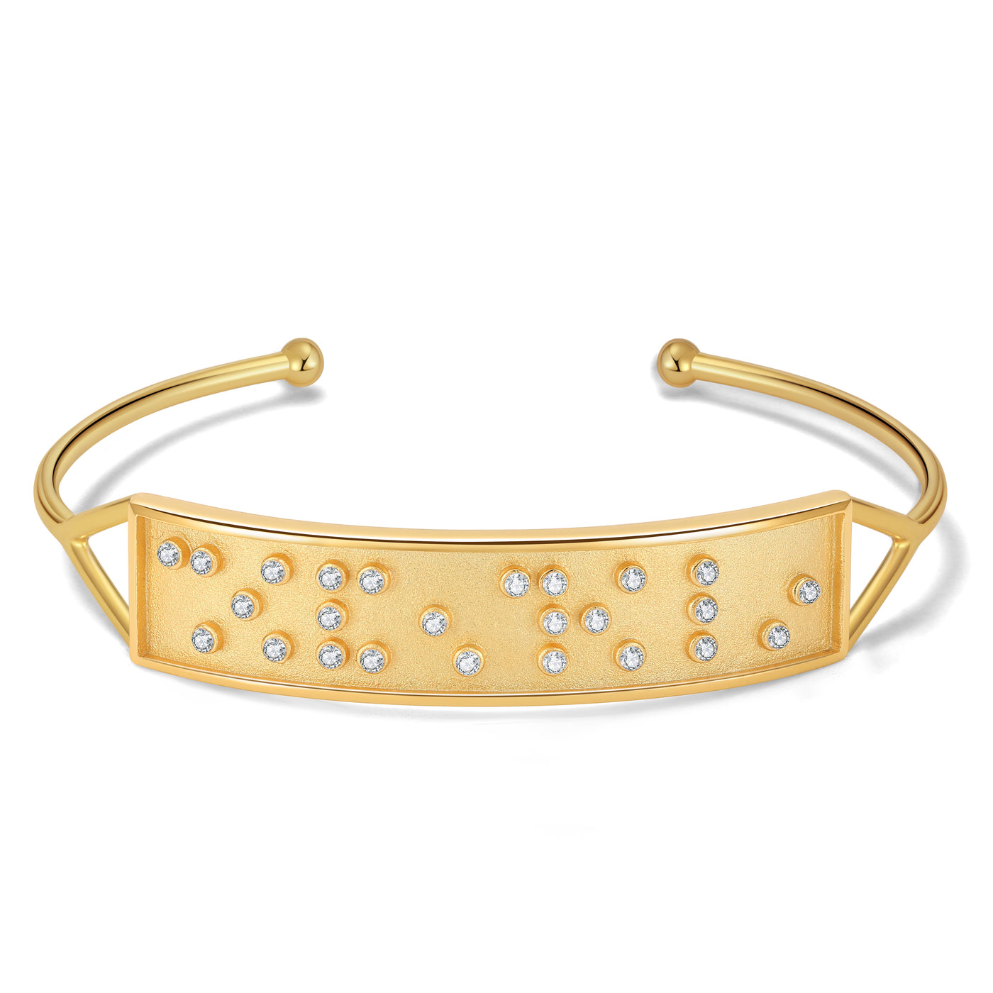 Touchstone I LOVE YOU Braille Inspired Gold Cuff Bracelet