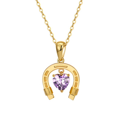 Alexandrite June Horseshoe Heart Birthstone Necklace Gold with Cubic Zirconia | Dark Horse Collection by Everwild Desings