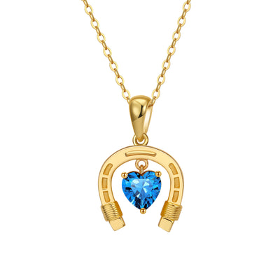 Tanzanite December Horseshoe Heart Birthstone Necklace Gold with Cubic Zirconia | Dark Horse Collection by Everwild Desings