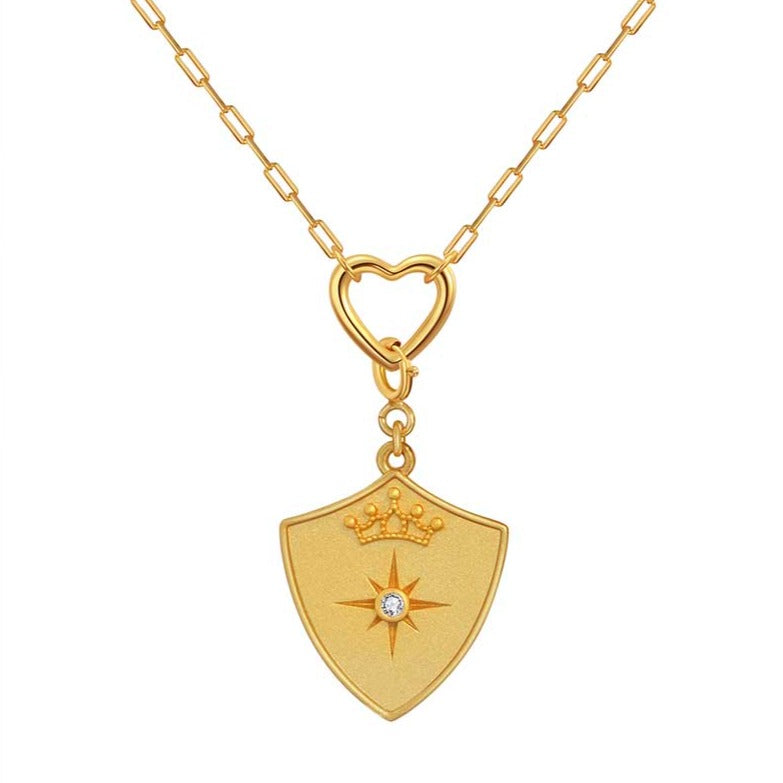 romantic jewelry shield crown pendant
