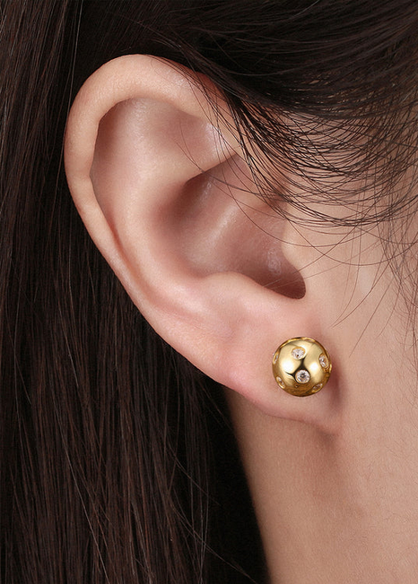 Pickleball Baby Belle Bling Stud Gold Earrings