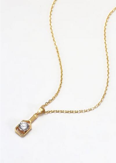 Pickleball Bling Belle Solitaire Gold Necklace 