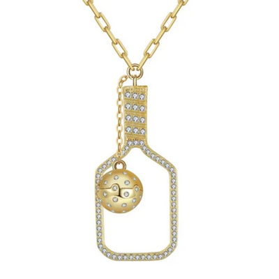 Pickleball The Volley Plus Gold Necklace, popular pickleball jewelry, popular pickleball necklace, pickleball jewelry, pickleball gifts, pickle ball, 