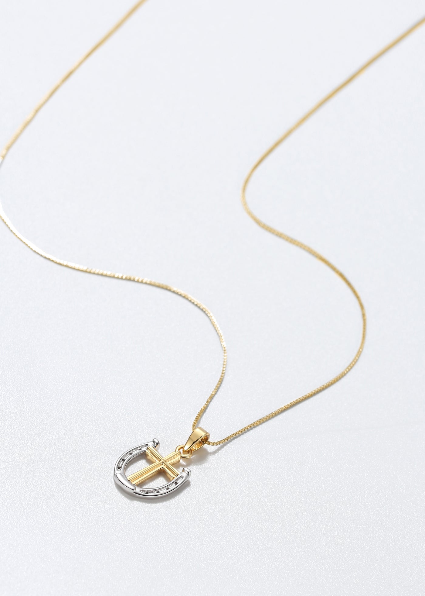 Dark Horse Rider's Prayer Mini G/S Necklace Gold Chain
