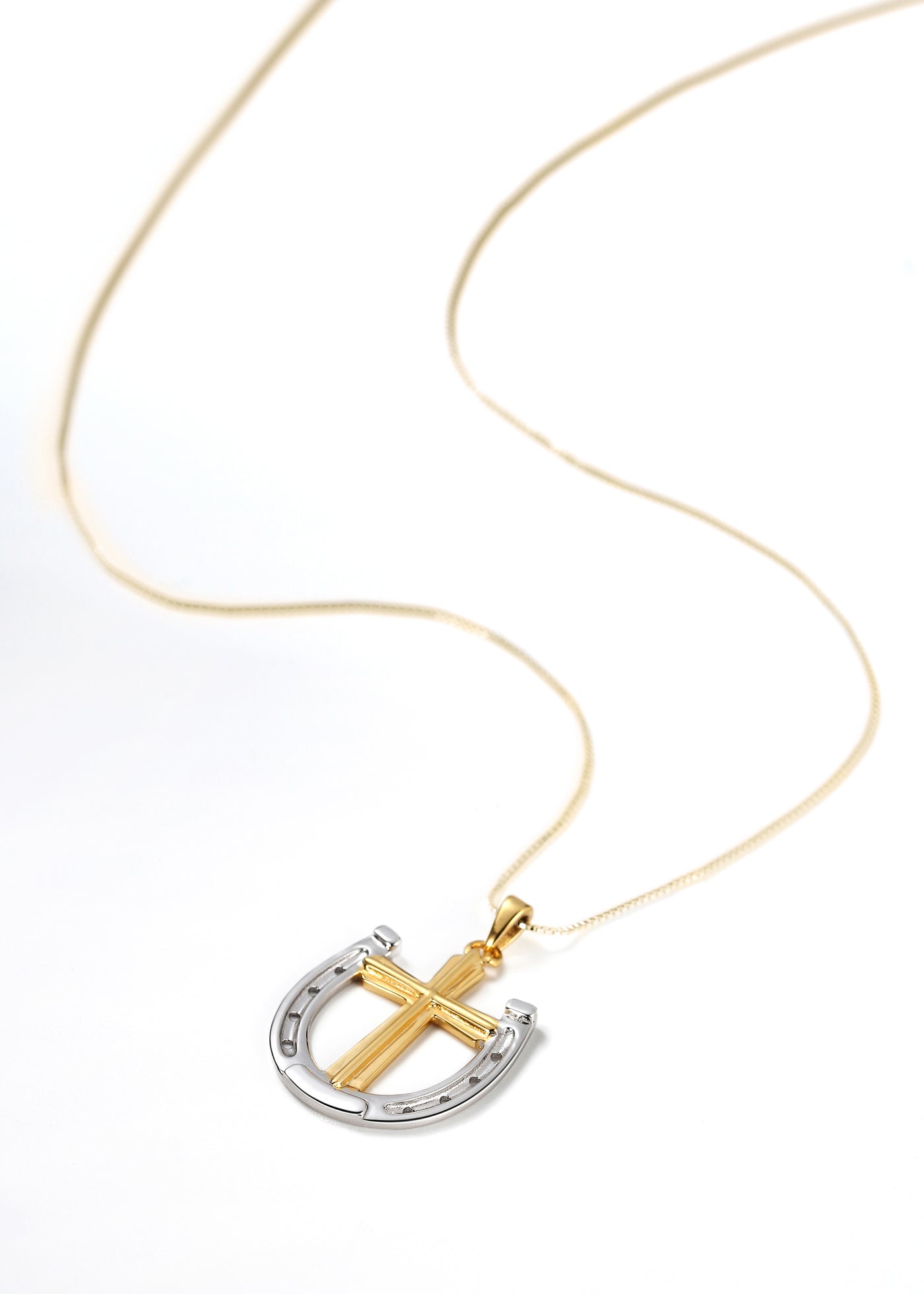 Dark Horse Rider's Prayer Necklace on Gold Box Chain
