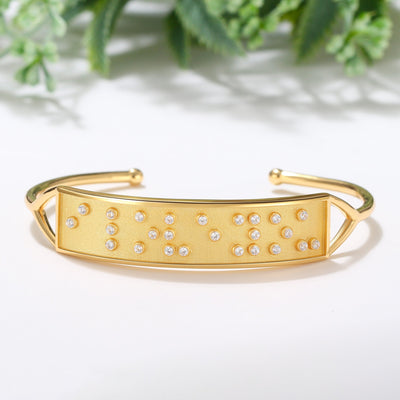 Touchstone FEARLESS  Braille Inspired Gold Cuff Bracelet